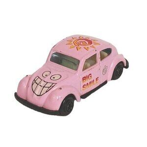 YatMing Volkswagon Beetle Big Smile No.1009 VW Diecast Vintage Pink